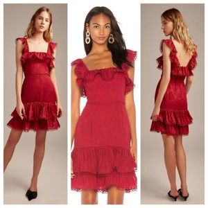 Keepsake Berry Red ‘Too Close’ Ruffle Sheath Dress